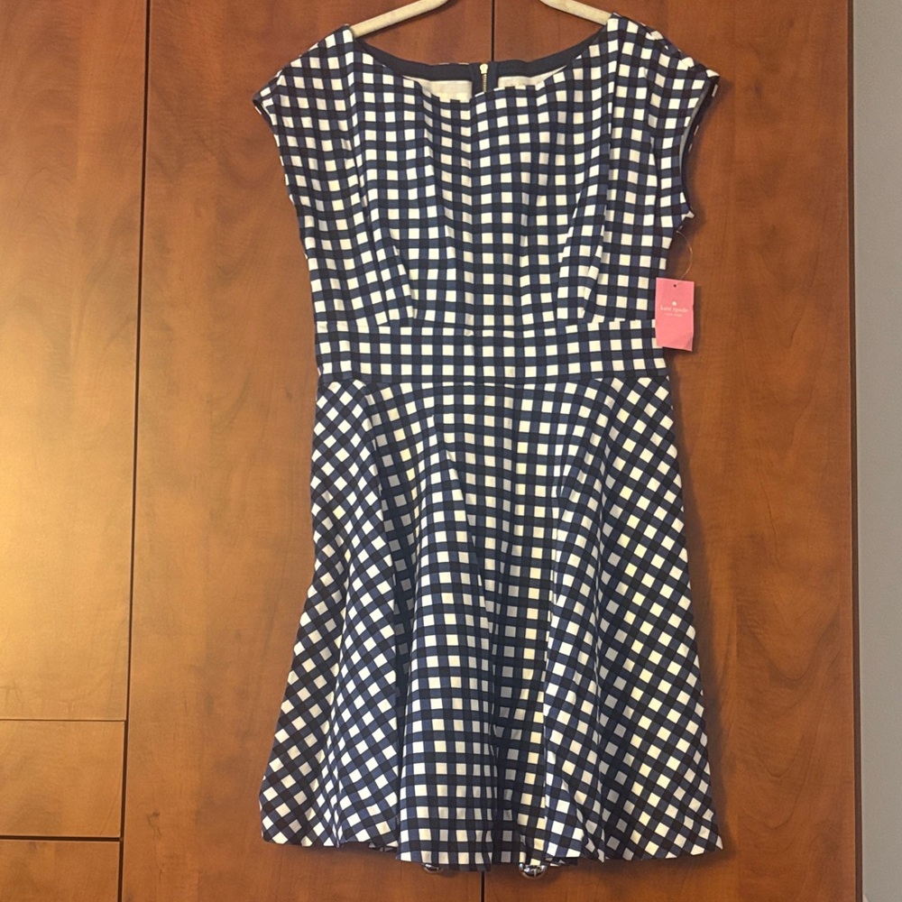 NWT! Kate Spade Navy and White Checkered Dress